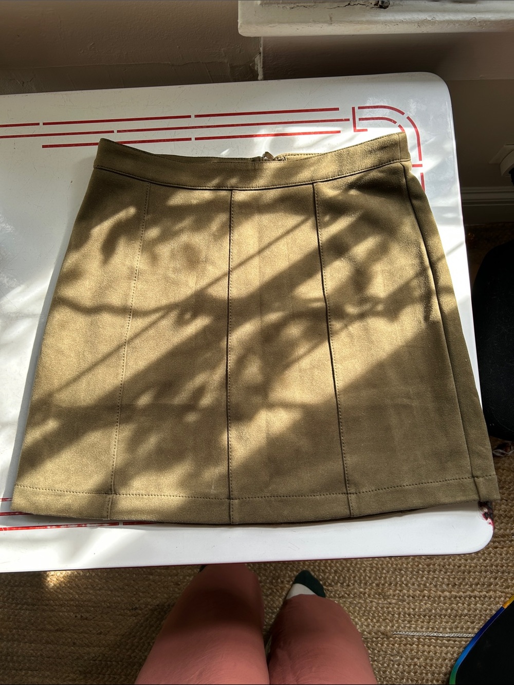 Anthropologie Olive Mini Skirt with Panel Seams